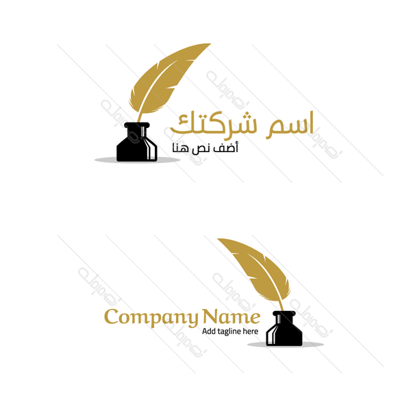 Feather and ink logo design template