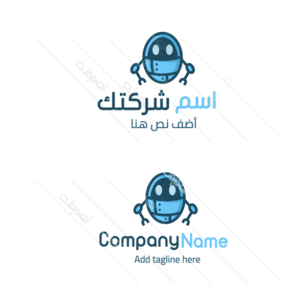 Blue robot logo mockup