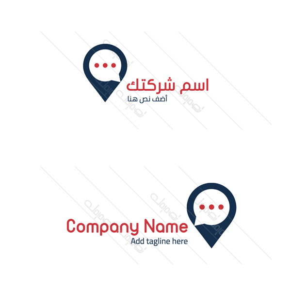 Chat with pin shape online logo design 