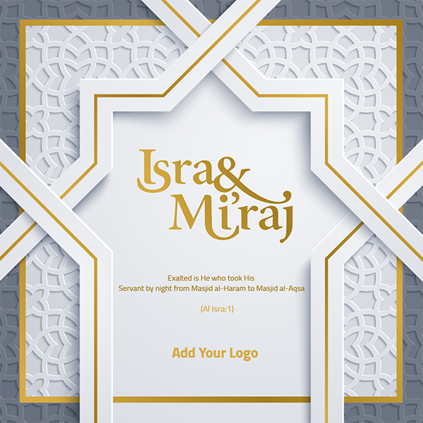 Isra Mi'raj greeting card islamic banner background with arabic pattern
