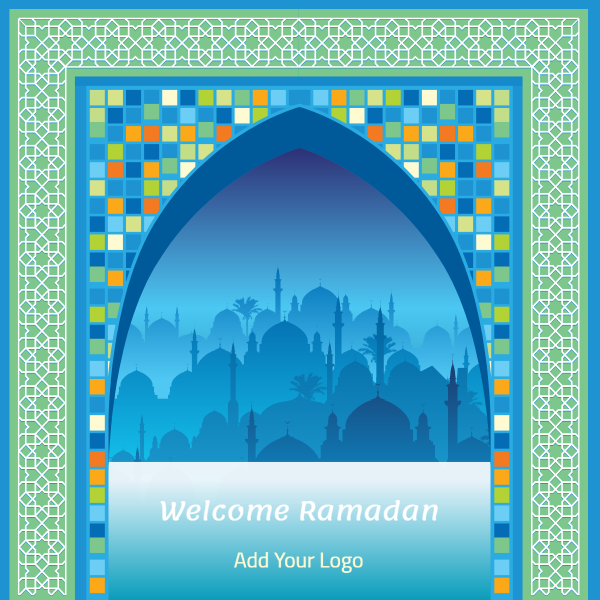 Ramadan Kareem Greeting Post Design with Mosque Domes