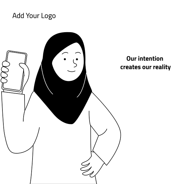 Group of arabian people show the smartphone flat outline illustration 3