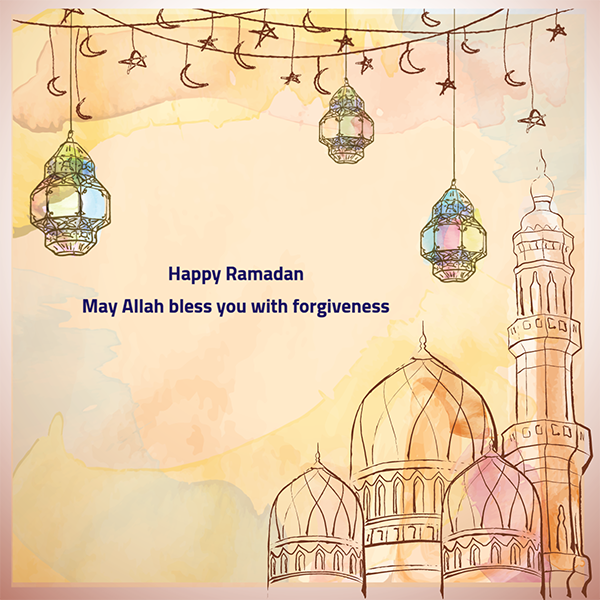 Ramadan Kareem vector sketch lantern and mosque