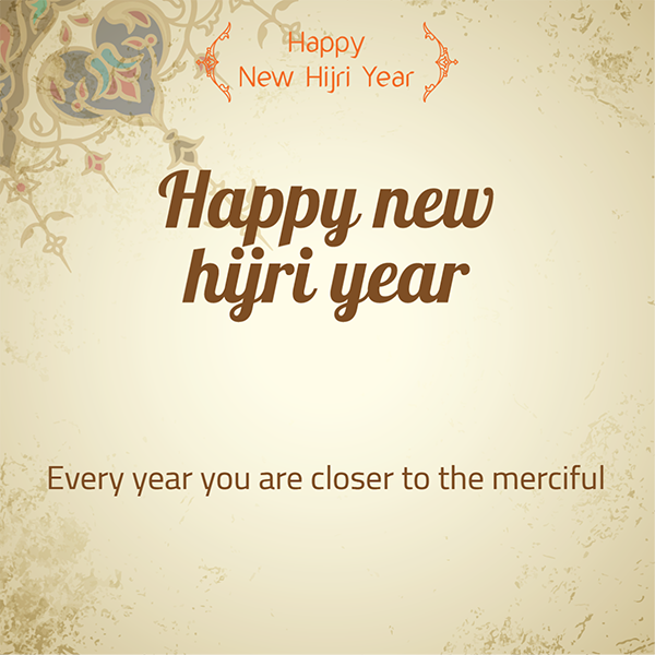 Happy new hijri year islamic greeting card background with arabic calligraphy 2
