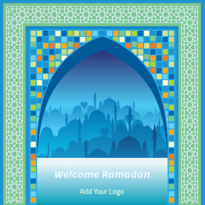 Ramadan Kareem Greeting Post Design with Mosque Domes