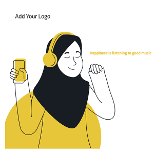 Group of Hijab Girl Activity With Gadget in Quarantine Flat Illustration Cartoon 4
