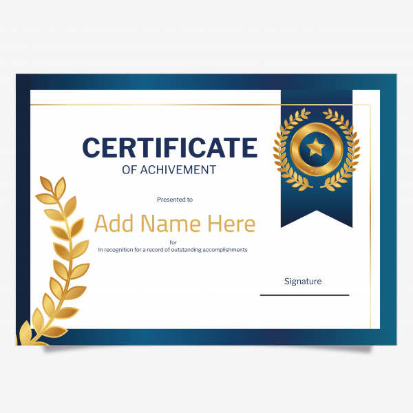 Personal achievement on elegant certificate template 