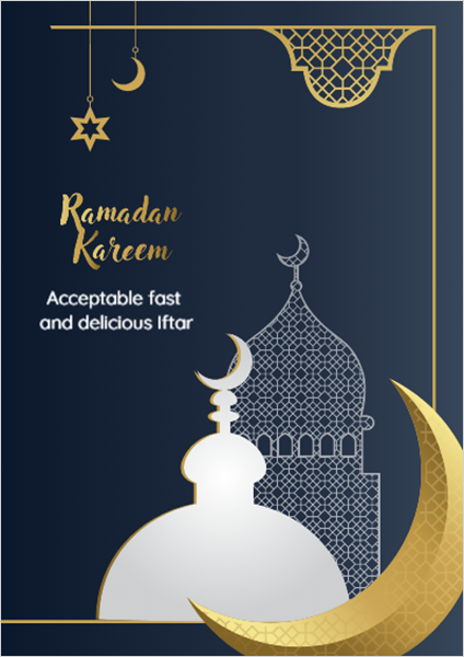 ملصق تصميم بطاقه تهنئه رمضان كريم مع نمط الخط العربي