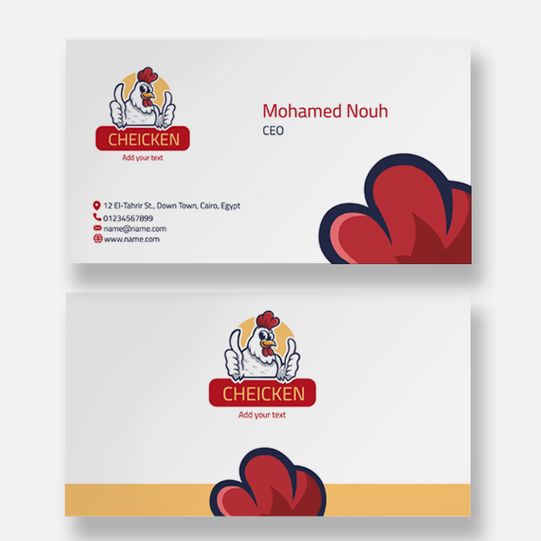 Chicken character business cards templates 