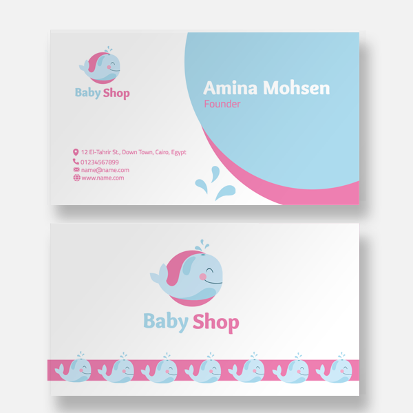 Cute whale Baby Shop Business cards templates  