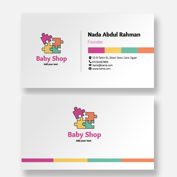 Puzzle baby business card template 