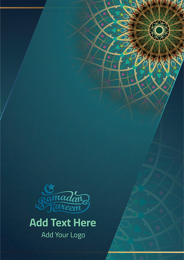بوستر تهنئه بمناسبة حلول شهر رمضان المبارك بزخرفه هندسيه 