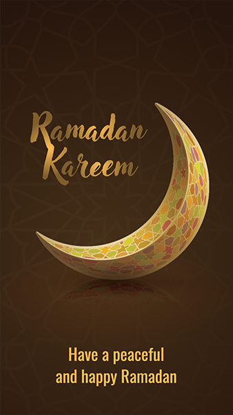 Ramadan Kareem Instagram story with colorful crescent