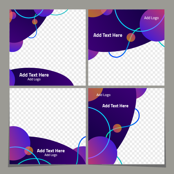 Colorful abstract post design with transparent background