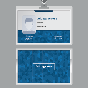 business card with blue triangular pattern generator