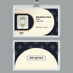 business card with blue triangular pattern  creator  | ID Card Templates | Free and Premium Customizable Templates 0