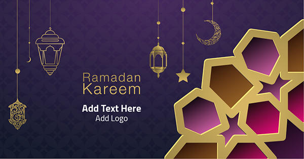 اعلان فيس بوك تصميم بطاقه تهنئه رمضان كريم مصمم مع الخط العربي 