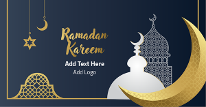 اعلان فيس بوك بطاقه تهنئه رمضان كريم مع نمط الخط العربي 