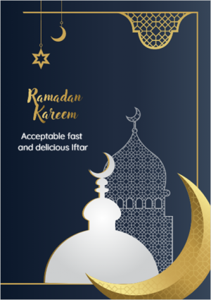 Poster  design ramdan karem greeting card with arabic style