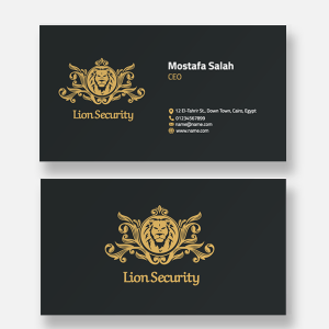 business cards templates online Security Lion Gold  