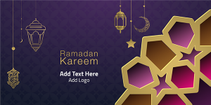 غلاف لينكدين بطاقه تهنئه رمضان كريم بنمط الخط العربي 
