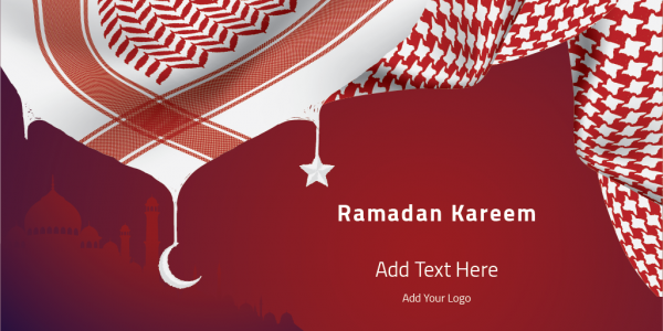 Ramadan Kareem greeting scarf on mosque twitter post