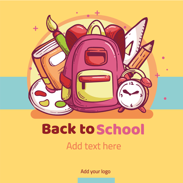 Back to school with school elements social media post design online