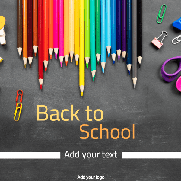  School supplies on blackboard background social media post design