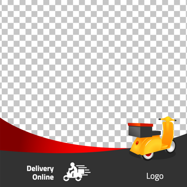 Yellow Delivery Motorcycle with red background social media post design template