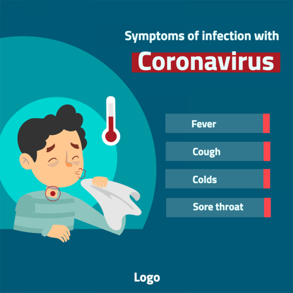 Dark Blue Coronavirus symptoms Infographic Facebook post