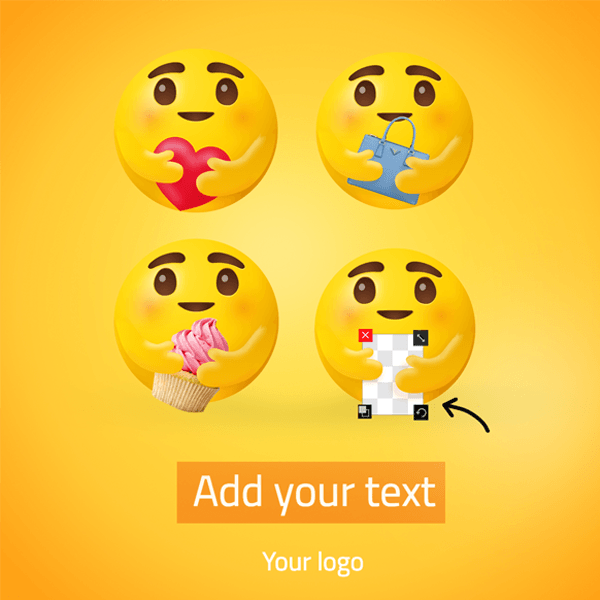 Editable care emoji template Post design 