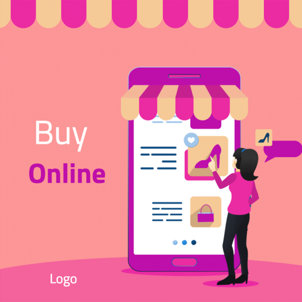 Women order online from online shop social media design post