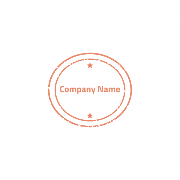 Orange Rounded Seal Design Template with Stars