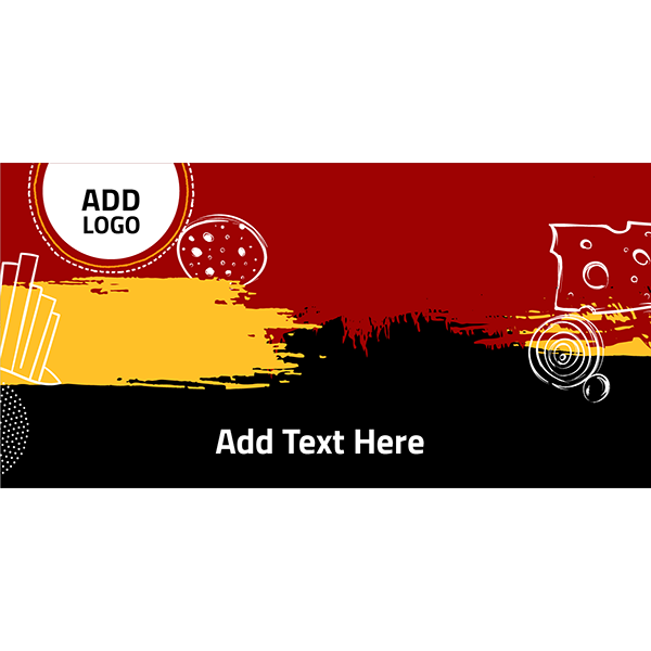  cover LinkedIn  with a red and black background and  food shapes design