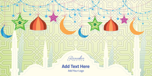 twitter post Islamic greeting background for Ramadan Kareem 