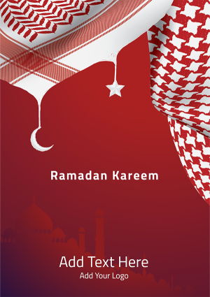 Ramadan  greeting Arabic scarf on silhouette mosque poster