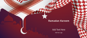 تصميم غلاف تهنئة شهر رمضان  شال مع مسجد