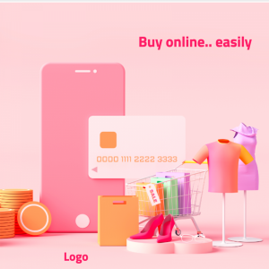 Pink Online 3d Shop Facebook post Layout template