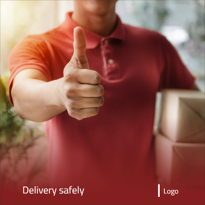 Delivery Man with red T-shirt Facebook post template. 