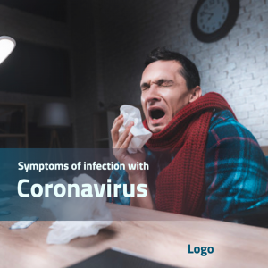 Man with Coronavirus symptoms social media post design