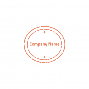 Orange Rounded Seal Design Template with Stars
