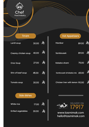 Personalized elegant restaurant menu