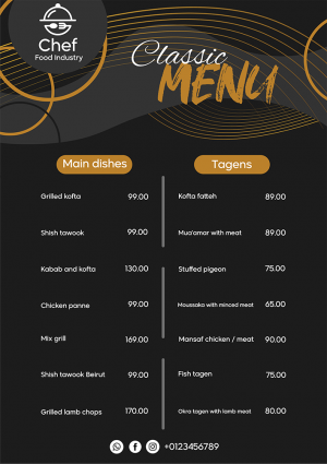 Personalized elegant restaurant menu