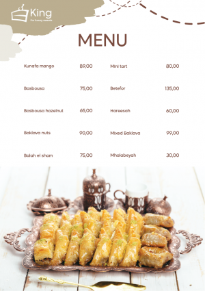 Menu Design Template of Oriental Dessert 