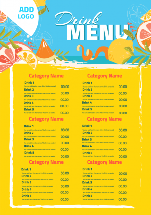 Online Summer Drinks Menu Maker | Menu Design Download 