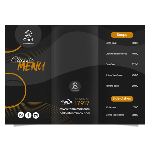 Personalized elegant restaurant menu design