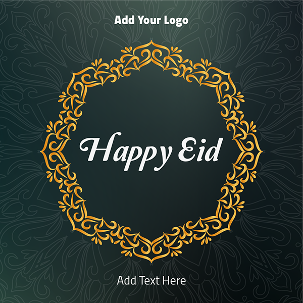 Happy Eid Post design online withy golden decorated circle