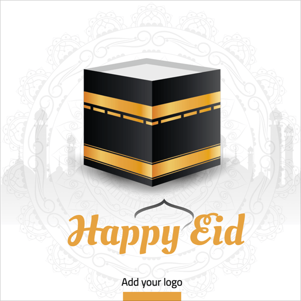 Happy Eid with Kaaba Shape Instagram Post Design