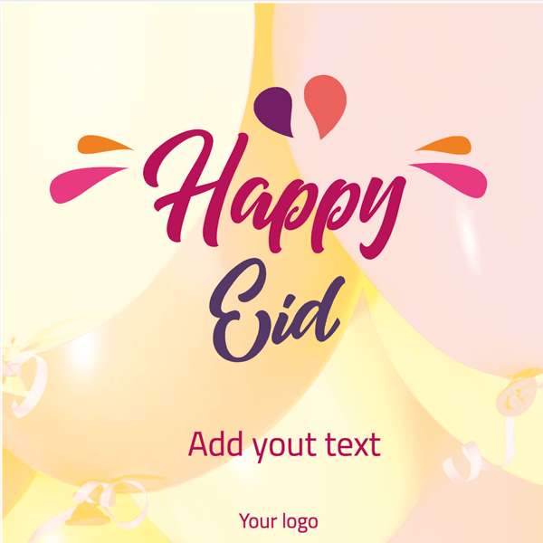 Happy Eid celebration with balloons background post design