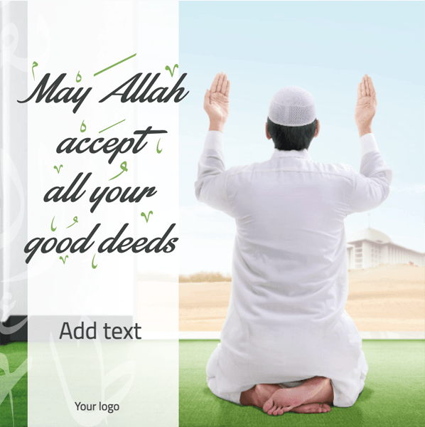 Happy Eid celebration Muslim prays social media post design